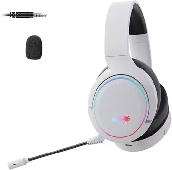 Игровая гарнитура PS5 PS4 Наушники Беспроводные наушники с низкой задержкой 50-мм драйвер с шумоподавлением и съемным микрофоном Совместимость с белым 3,5 мм