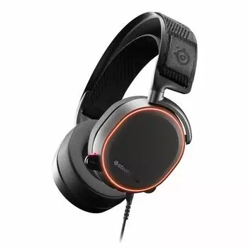 Игровая гарнитура SteelSeries с высоким разрешением, совместимая с шумоподавляющим микрофоном, проводная, герметичная, Arctis Pro 61486 чёрный