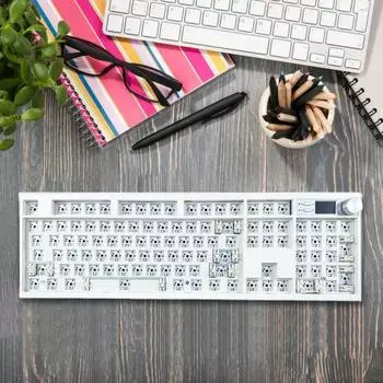 Игровая клавиатура DIY Custom 104 клавиши с возможностью горячей замены, проводная/беспроводная 2,4 ГГц, настраиваемая перезаряжаемая RGB чёрный