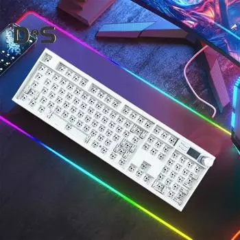 Игровая клавиатура DIY Custom 104 клавиши с возможностью горячей замены, проводная/беспроводная 2,4 ГГц, индивидуальная перезаряжаемая RGB-модульная механическая клавиатура DIY чёрный