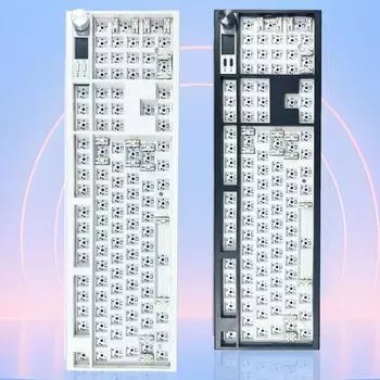 Игровая клавиатура DIY Custom 104 клавиши с возможностью горячей замены, проводная/беспроводная 2,4 ГГц, индивидуальная, перезаряжаемая чёрный