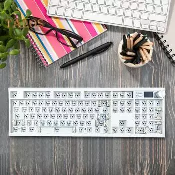 Игровая клавиатура DIY Custom 104 клавиши с возможностью горячей замены, проводная/беспроводная 2,4 ГГц, индивидуальная перезаряжаемая RGB-модульная механическая клавиатура DIY белый