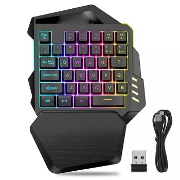 Игровая клавиатура для одной руки, 2,4G, беспроводная RGB-подсветка, ABS, 35 клавиш, игровая клавиатура для компьютера