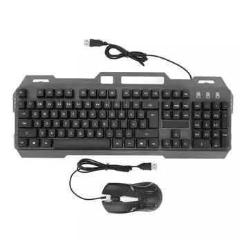 Игровая клавиатура и мышь Combo 104 клавиши 1200 точек на дюйм Металл Эргономичная RGB подсветка Механическая Тактильные ощущения USB Проводная