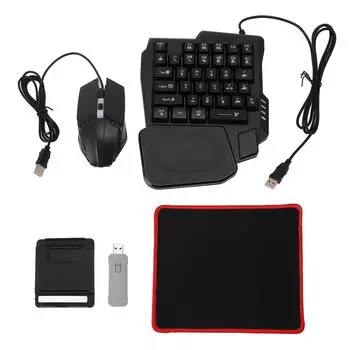 Игровая клавиатура и мышь-конвертер Smooth Bluetooth 5.2 Half Hand Game Keyboard Mouse с управлением отдачей