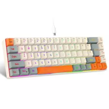 Игровая клавиатура с 68 клавишами, трехцветными клавишами и разделением клавиш по линиям RGB-подсветкой, мембранной клавиатурой