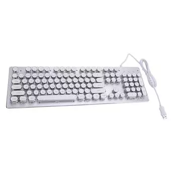 Игровая клавиатура с синим переключателем, 104 клавиши, RGB-подсветка, USB-проводная механическая клавиатура для Win 7, 8, 10 белый