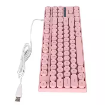 Игровая клавиатура USB круглая 87 клавиш цветная подсветка эргономичная механическая сенсорная проводная клавиатура для розовый