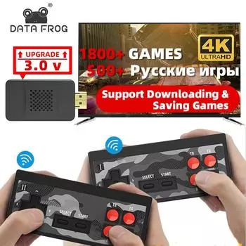 Игровая консоль DATA FROG 4K HD со сборкой 1800 NES Games, мини-консоль в стиле ретро Dendy, беспроводной контроллер, ТВ-выход