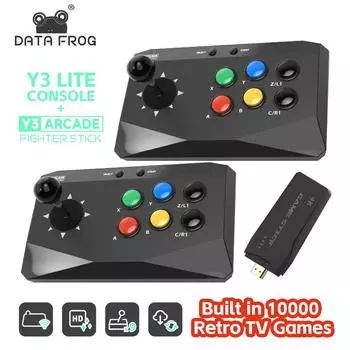 Игровая консоль DATA FROG Y3 Arcade 4K с игровой клавиатурой и встроенной приставкой на 10000 игр для PS1/FC/GBA Retro TV Dendy чёрный