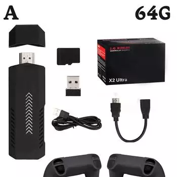 Игровая консоль Game Stick, видеоконсоль HD 4K 60FPS, максимальный выход, консоль 2.4G, поддержка игрового беспроводного управления V9K5 256GB-1pcs