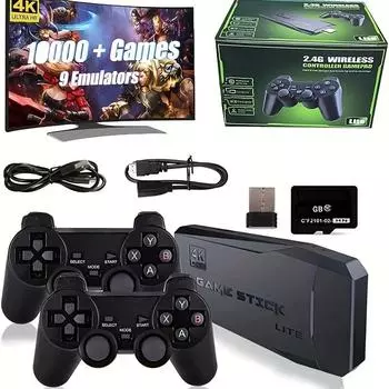 Игровая консоль HD M8, игровая консоль HDMI для домашнего ТВ, беспроводной контроллер, двойная аркадная игровая консоль в стиле ретро 64G