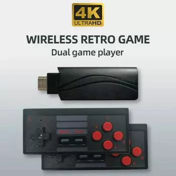 Игровая консоль HDMI TV Mini HD Игровая консоль Беспроводная двойная ностальгическая ретро игровая консоль чёрный