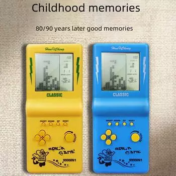 Игровая консоль Retro Tetris Handheld с большим экраном для детей - Классическая электронная игрушка в стиле ретро 80-х/90-х годов 8050 зелёный