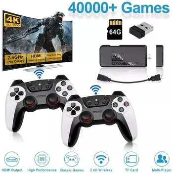 Игровая консоль в стиле ретро 4K HD 40000+ игр, ТВ-игровая приставка, портативный игровой плеер, 128G, классическая игровая приставка K9, 2,4G, беспроводной геймпад
