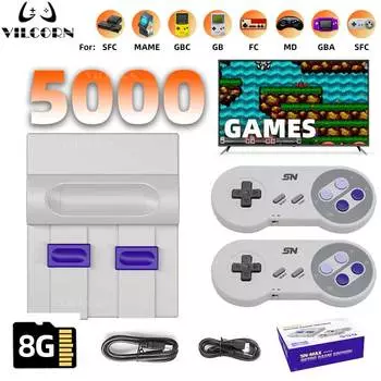 Игровая консоль в стиле ретро для Everdrive SNES и NES, HDMI-совместимая ТВ-игровая приставка, беспроводное/проводное соединение, 5000 игр