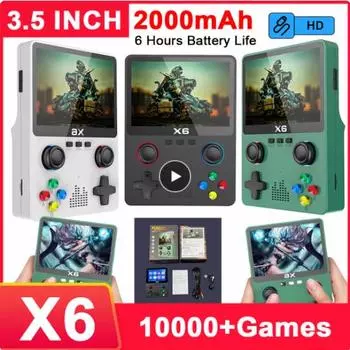 Игровая консоль X6, игровая консоль в стиле ретро, 3,5/4 дюйма, IPS экран, портативный портативный игровой плеер, 10000+ классических игр, подарки для детей белый