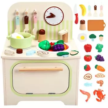 Игровая кухня Милый игровой набор из камня Игрушки Развивающие игрушки Деревянная кухня Набор из 36 предметов с кухонными принадлежностями Приправы Ингредиенты Фрукты Ролевые игры