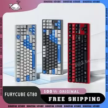 Игровая механическая клавиатура FURYCUBE GT80 с 3 режимами USB/2.4g/беспроводная клавиатура Bluetooth с возможностью горячей замены RGB-подсветки, игровые клавиатуры с возможностью настройки в подарок
