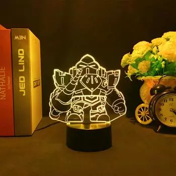 Игровая модель Brawl Stars Serge 3d ночник светодиодная настольная лампа для детей спальня подарок на день рождения креативная идея украшения