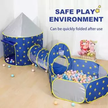 Игровая палатка-туннель для детей 3 в 1 для мальчиков и девочек, игровой домик для дома и улицы с яркими тематическими узорами, идеальный подарок на день рождения C