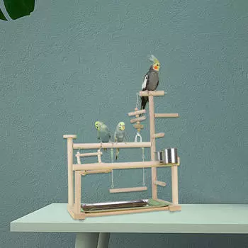 Игровая площадка для попугаев из цельного дерева, клетка для птиц, аксессуары для игрушек, игровые площадки для насестов