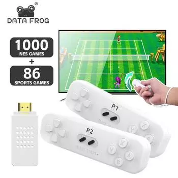 Игровая приставка DATA FROG Y2 Fit, ретро-соматосенсорная консоль, встроенная в 1000 игр NES 4K, беспроводная игровая приставка для телевизора Dendy белый