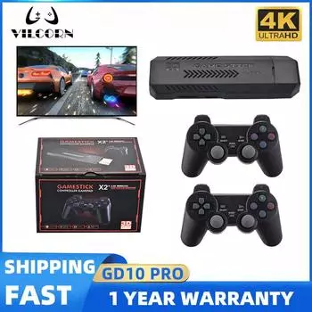 Игровая приставка TV HD Game Stick 4K 128 ГБ 40000 игр Ретро Портативный игровой эмулятор Everdrive 50 для NDS PSP PS1 N64 GD10 Stick