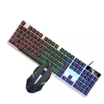 Игровая проводная клавиатура, соответствующая цвету, светящаяся, механическая, на ощупь, настольный компьютер One Size