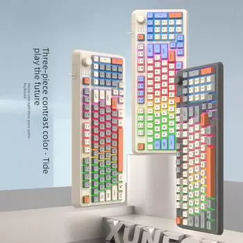 Игровая проводная клавиатура Xuanyinhu K82 — механическая с трехцветной подсветкой для настольных компьютеров single keyboard озеро синий