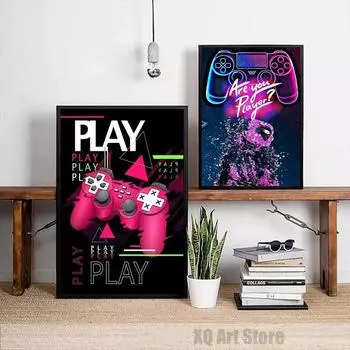 Игровая ручка Картина на холсте Красочные настенные художественные принты Постер с геймпадом HD Изображение Дети Подростковые игры Гостиная Домашнее украшение Подарок 21x30cm No Framed