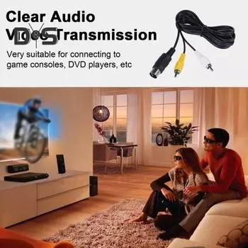 Игровой аудио-видео кабель, универсальный AV-стереокабель, композитный кабель, A/V RCA-кабель для подключения, видео-AV-стереокабель для SegaGenesis 1 чёрный