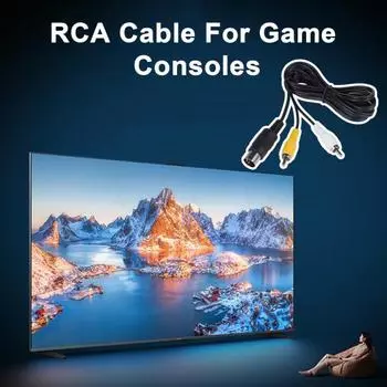 Игровой аудио-видео кабель, универсальный AV-стереокабель, композитный кабель, A/V RCA-кабель для подключения, видео-AV-стереокабель для SegaGenesis 1 чёрный