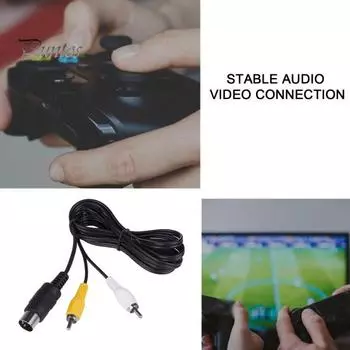Игровой аудио-видео кабель, универсальный AV-стереокабель, композитный кабель, A/V RCA-кабель для подключения, видео-AV-стереокабель для SegaGenesis 1 чёрный