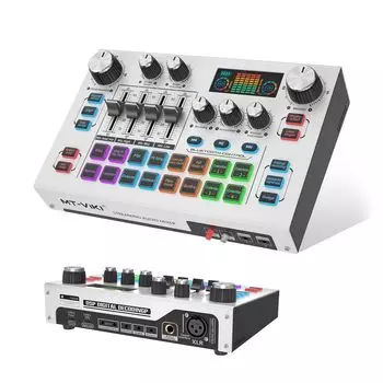 Игровой аудиомикшер с ЖК-экраном для записи потокового вещания и звуковой карты MT-VIKI 2.25 для ПК/мобильных устройств, подкастов/Youtube/игр