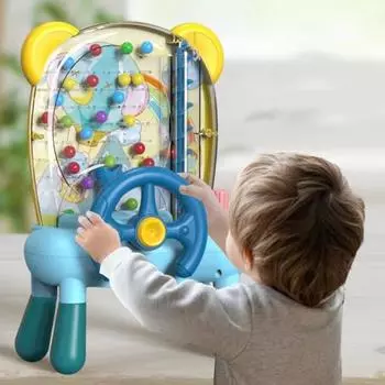 Игровой автомат Аркадный игровой автомат Мягкая светодиодная подсветка Музыкальный руль Управление Мраморные игры Электронный автомат для игры в пинбол Портативные игры Игрушка B синий