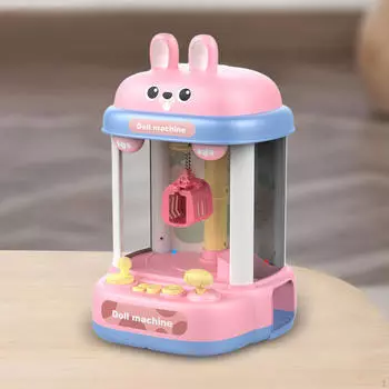 Игровой автомат с когтями и подсветкой Мини-торговый автомат Забавная игрушка для помещений Музыка и 8 Dolls Pink