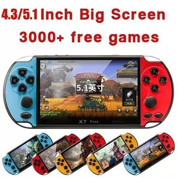 Игровой автомат X7 Plus HD 3000+ Бесплатная классическая игра Память 8 ГБ Видеоигра Можно подключить телевизор 4.3 Inch красный