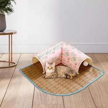 Игровой центр с туннельной кроваткой для кошек, удобное убежище для дрессировки котят, трубка с кроликом, маленький