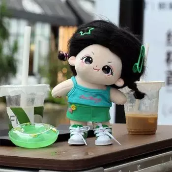 Игровой домик 20 см, хлопковая кукла, одежда, хлопковая кукла, миниатюрный набор дофамина, мягкие куклы Pink Sling