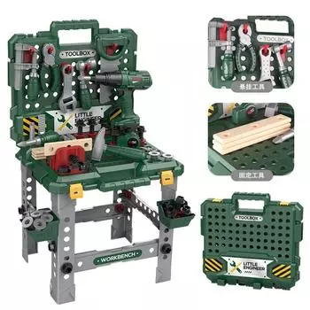 Игровой домик DIY имитация электрической ударной дрели ящик для инструментов съемный стол для инструментов большой чемодан игрушка 98 шт зелёный