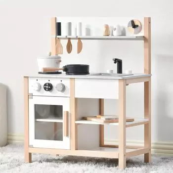 Игровой домик TopCloud, деревянная кухня, прошла стандарт санитарии пищевых продуктов в домашних условиях. Плита, мини-кухня, игрушечная кухня для детей, детский тест! (Темно-серый) темно-серого