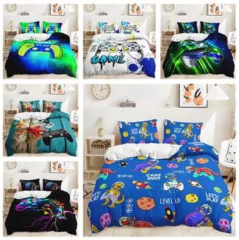 Игровой контроллер Комплект постельного белья Игровой автомат Пуховой пододеяльник Наволочка 2/3 шт. Подарок на день рождения DE135 * 200 Полноразмерная детская комната Мягкий домашний текстиль Baby 100x135cm