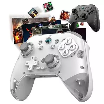 Игровой контроллер Z04 с зарядной док-станцией BT5.3, геймпад, двойная вибрация/турбо/6-осевой гироскоп, джойстик, контроллер для коммутатора белый