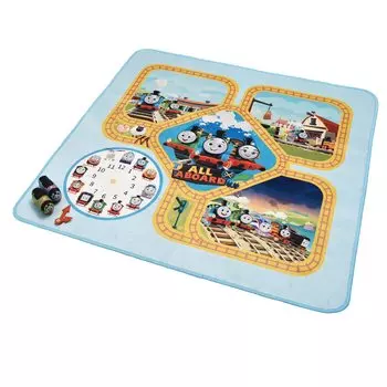 Игровой коврик Nishikawa «Паровозик Томас» 120X120 см. Учимся, играя с мини-подушкой «Томас и Перси». В комплекте подвижные стрелки часов. Складной. Синий. синий