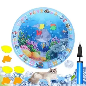 Игровой коврик с датчиком воды для кошек, интерактивная игрушка для кошек, сенсорная подставка для воды с имитацией рыб, утолщенная летняя охлаждающая подставка для домашних животных A