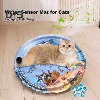 Игровой коврик с датчиком воды для кошек, интерактивная игрушка для кошек, сенсорная подставка для воды с имитацией рыб, утолщенная летняя охлаждающая подставка для домашних животных A