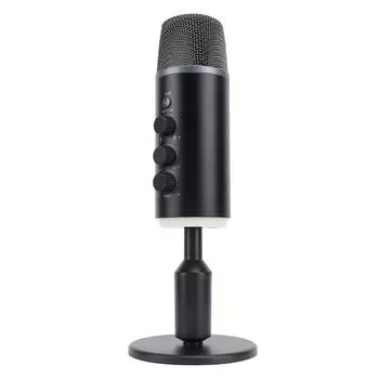 Игровой микрофон HiFi Sound Регулируемая громкость USB PC конденсаторный микрофон с функцией отключения звука и RGB подсветкой для