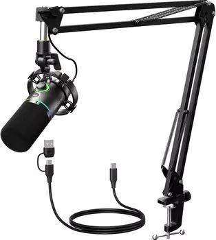 Игровой микрофон MAONO USB XLR-подключение Динамический микрофон Специальное программное обеспечение в комплекте Однонаправленный ПК-микрофон Кнопка отключения звука Регулировка громкости