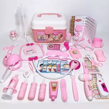 Игровой набор для стоматолога, играющий в доктора в чемодане розовый